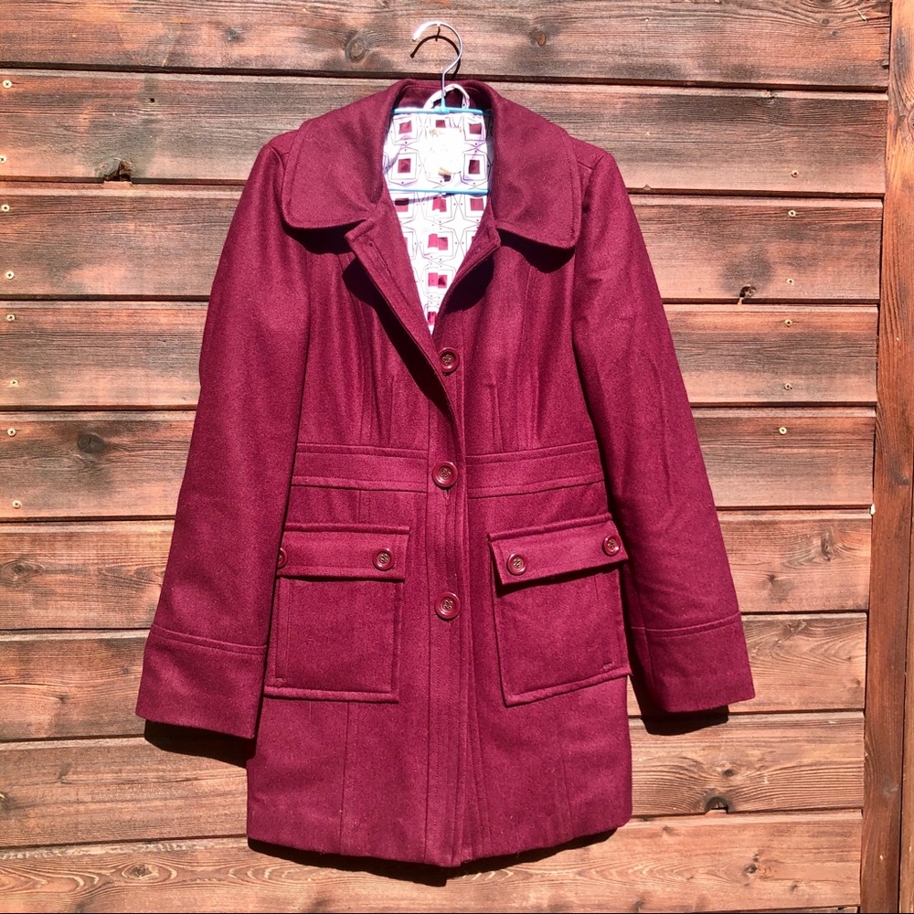 Wool blend tailored pea coat